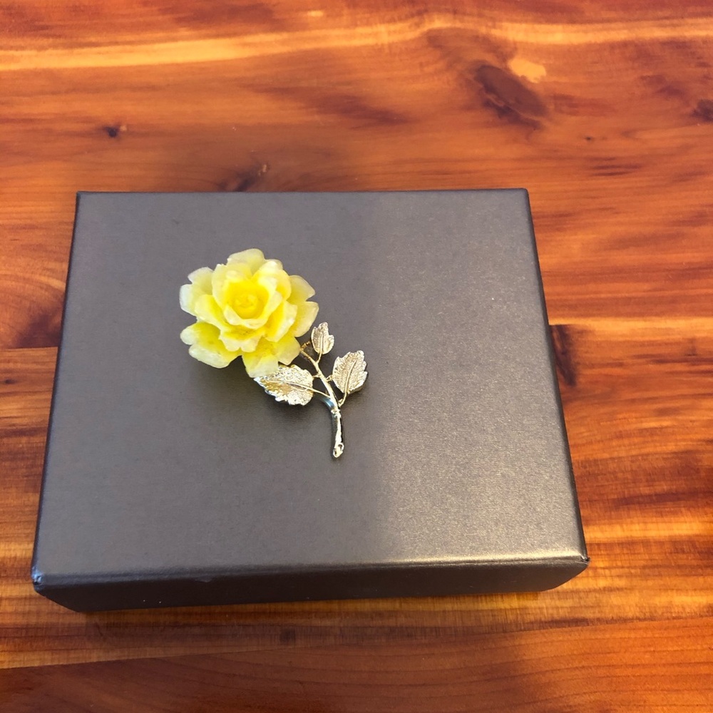 Vintage yellow rose brooch